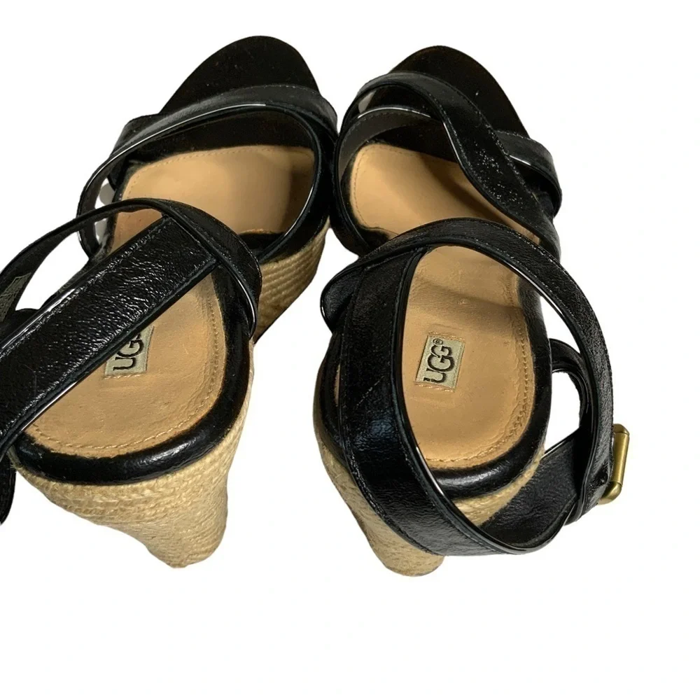 Ugg leather wedge sandals. Ankle straps with open toes.